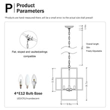 Load image into Gallery viewer, 4 Light Metal Lantern Tiered Pendant Hanging Light Fixtures, Industrial Farmhouse Adjustable Height Chandeliers For Dining Room Hallway Foyer Entryway (E12 Bulbs Not Included)

