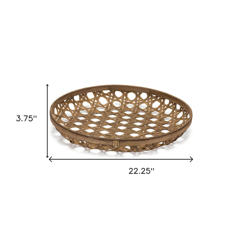 22" Round Bamboo Vanity Tray - Brown