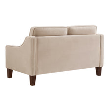 Load image into Gallery viewer, Modern Loveseat sofa for Living Room, Upholstered Velvet Small Couch with Wooden Legs for Livingroom Bedroom, Taupe
