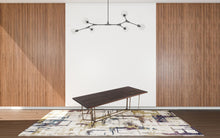 Load image into Gallery viewer, Solid Wood Trestle Base Dining Table - Brown / Brass

