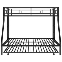 Load image into Gallery viewer, Twin over Full Bed with Sturdy Steel Frame, Bunk Bed with Twin Size Trundle, Two-Side Ladders, Black(OLD SKU:MF194424AAB)
