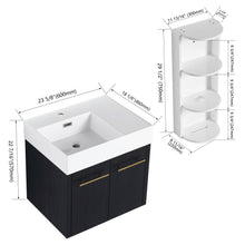 Load image into Gallery viewer, Modern Wall Mounted Bathroom Vanity With Thick Edge Resin Sink And Storage Rack
