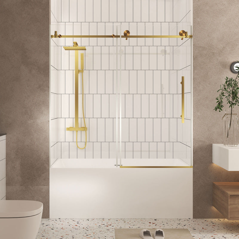 Frameless Shower Door, Smooth Sliding Tracks