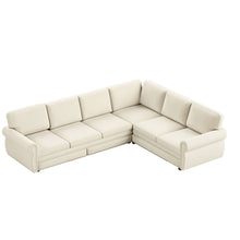 Load image into Gallery viewer, L-Shaped Sofa Couch With Pull Out Bed With Nailhead Trim &amp; Rolled Arm
