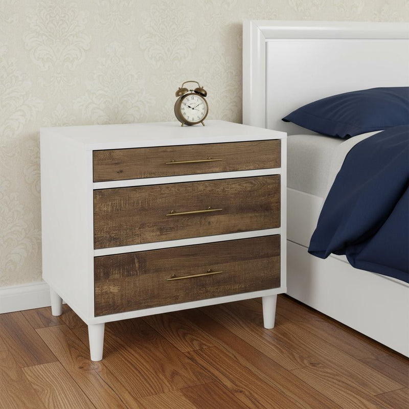 Three Drawers Nightstand - Brown