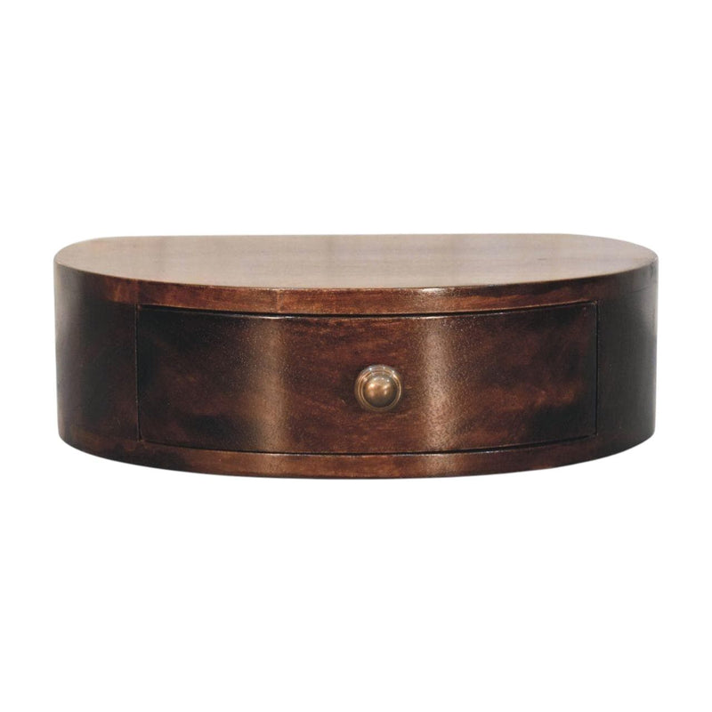 Solid Wood Round One Drawer Floating Nightstand - Walnut