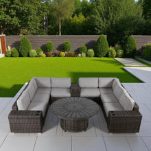 Load image into Gallery viewer, Patio Seating Group With Cushions And Fire Pit - Espresso
