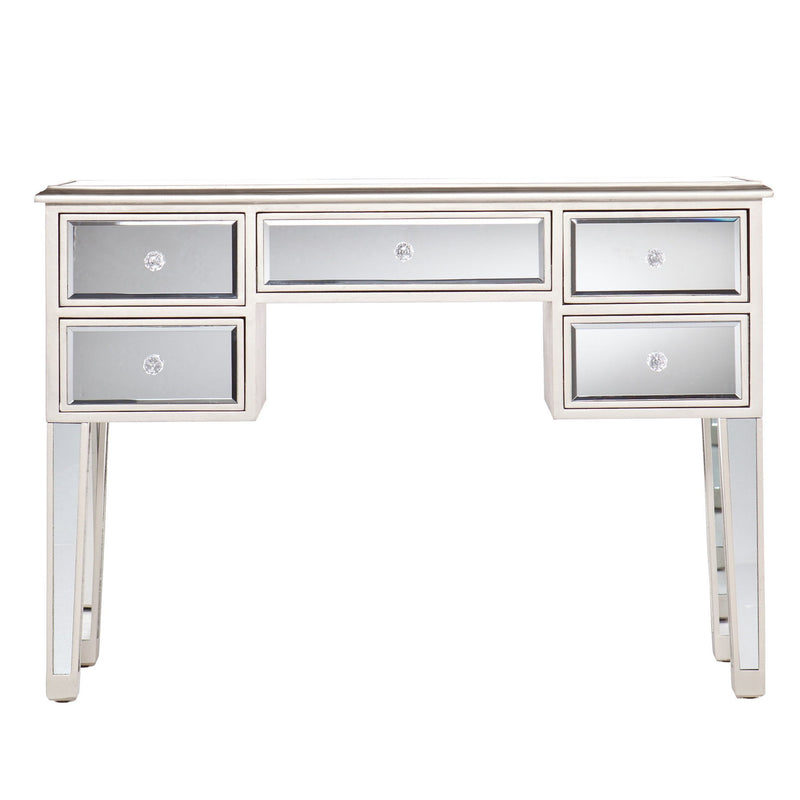 43" Mirrored Glass Console Table Drawers - Silver