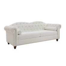 Load image into Gallery viewer, Classic Traditional Living Room Upholstered Sofa with high-tech Fabric Surface/ Chesterfield Tufted Fabric Sofa Couch, Large-White.
