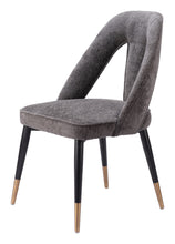 Load image into Gallery viewer, Upholstered Faux Fur Open Back Dining Side Chair - Gray / Black / Gold
