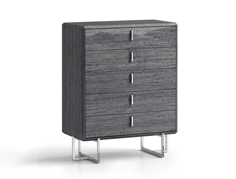 38" Wood Five Drawer Gentlemens Chest - Gray