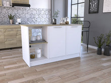 Load image into Gallery viewer, 59" Kitchen Island With Storage - Brown / White
