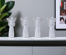Load image into Gallery viewer, Poly Floral Wing Angel Figurines (Set of 4) - White
