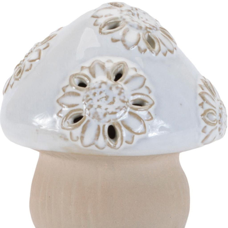 Porcelain Mushroom Tabletop Sculpture (Set of 6) - Beige / Gray
