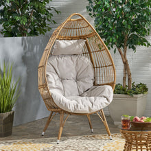 Load image into Gallery viewer, Basket Chair With Teardrop Shape And Water Resistant Cushion - Natural
