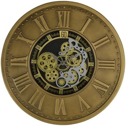 Silent Skeleton Exposed Gear Round Wall Clock - Black / Gold / Silver