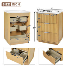 Load image into Gallery viewer, Bathroom Vanity With Sink, Open Shelf &amp; Closed Storage - Natural Wood
