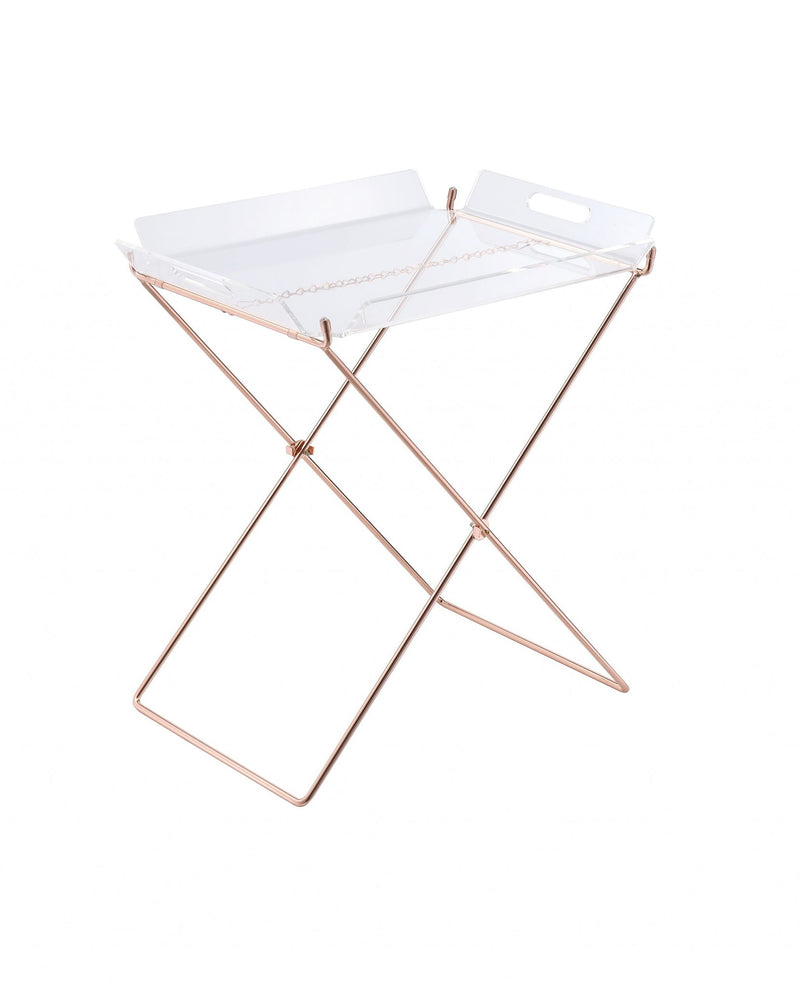 Modern Acrylic Copper Tray Table - Clear