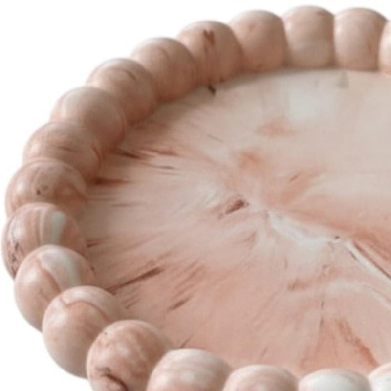 Resin Marbleized Handmade Round Trinket Tray - Pink / White