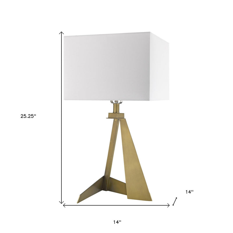 Metal Novelty Table Lamp With White Shade - Brass