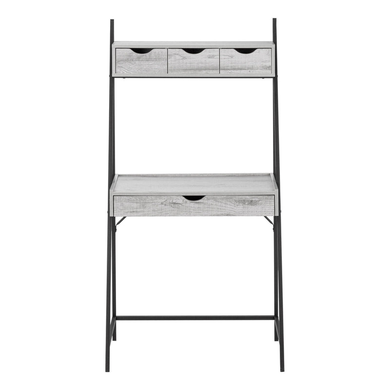 32" Wood And Metal Sled Computer Desk With Four Drawers - Gray And Black