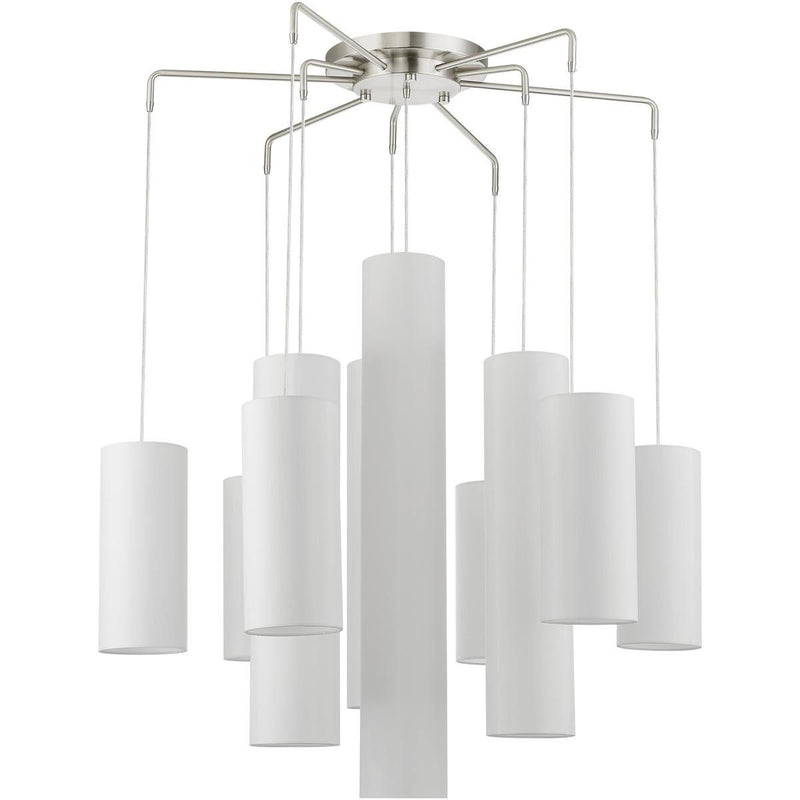 43'' Multi Light Dimmable Chandelier With Shades - Nickel