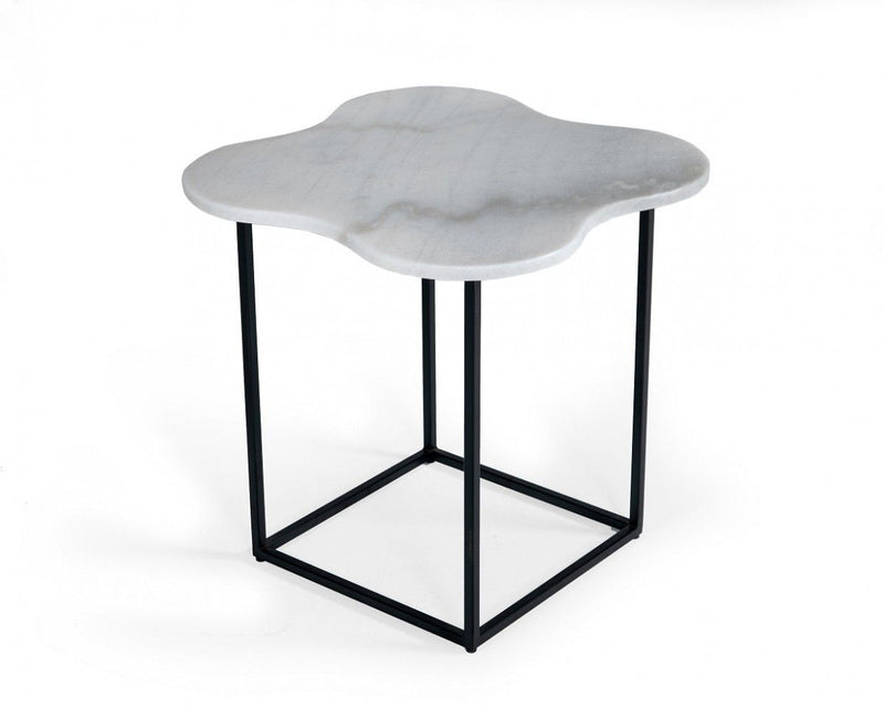 Marble Free Form End Table - Black And White