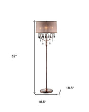 Load image into Gallery viewer, Steel Three Light Candelabra Floor Lamp With Silvery Pink Drum Shade - Silver
