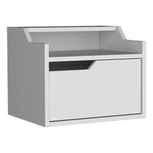 Load image into Gallery viewer, 13" One Drawer Faux Wood Floating Nightstand - White
