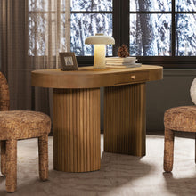 Load image into Gallery viewer, Jesse - Single Drawer Fluted Oval Console Desk - Honey Brown
