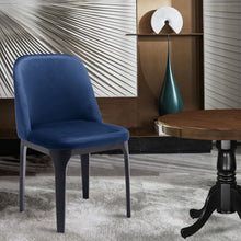 Load image into Gallery viewer, Upholstered Velvet Dining Side Chair - Blue / Black
