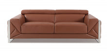Load image into Gallery viewer, Italian Leather Sofa With Silver Legs - Camel
