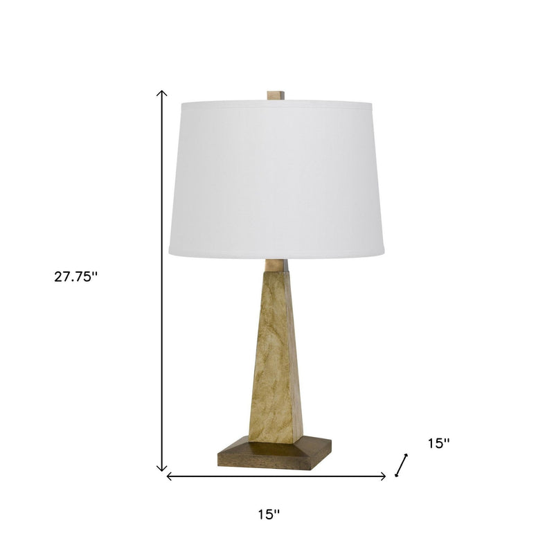 Table Lamp With Off-White Empire Shade - Brown