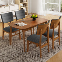 Load image into Gallery viewer, Dining Table Set For 4, Solid Wood Dining Table And Solid Wood Chairs, 5 Pieces Farmhouse Dining Table And 4 Upholstered Chairs - Brown / Gray
