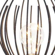 Load image into Gallery viewer, 7" Battery Operated Round Bedside Lamp With Metal Cage Globe Shade - Black
