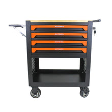Load image into Gallery viewer, 4 Drawers Multifunctional Tool Cart With Wheels And Wooden Top

