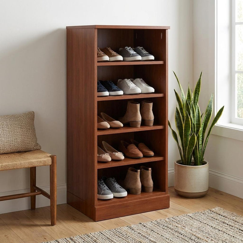 Ten Pair Solid Woodshoe Storage Cabinet (752042) - Coffee