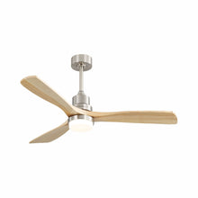 Load image into Gallery viewer, Ceiling Fan With Dimmable LED Light 6 Speed Remote 3 Wood Blade Reversible DC Motor For Bedroom - Brushed Nickel
