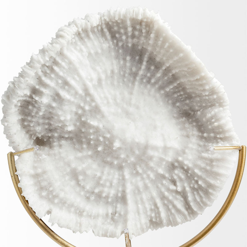 Coastal Tabletop Sculpture - Antiqued Gold / White