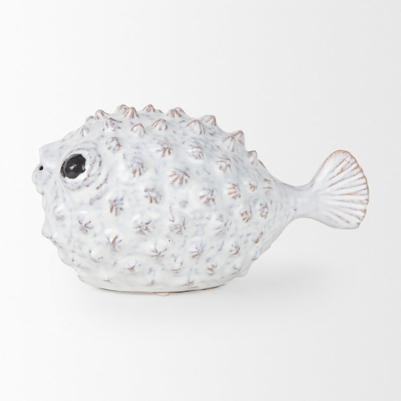 Puffer Fish Tabletop Sculpture - White