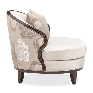 Camellia Field - Velvet Matching Chair - Beige / Dark Brown