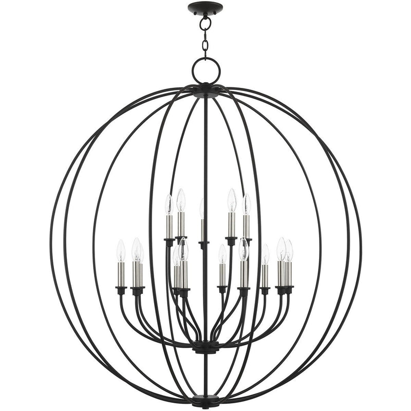 48" Multi Light Dimmable Chandelier With Shades - Black
