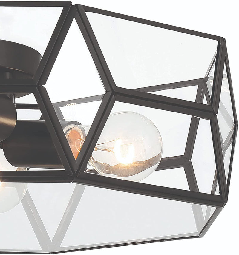 18'' Unique Statement Four Light Metal Dimmable Flush Chandelier With Shades - Black
