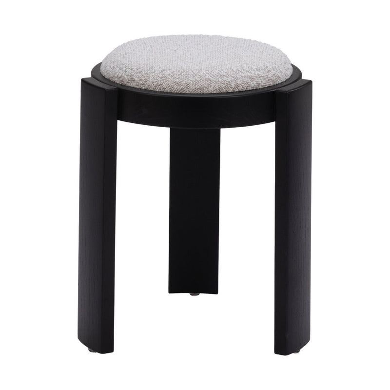 Fabric Round Ottoman - Gray / Black
