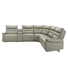 Load image into Gallery viewer, Jayke - Power Motion Sectional Sofa - Light Gray Top Grain Leather Match
