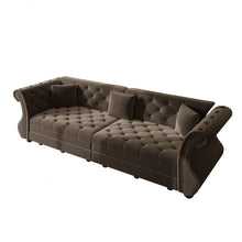 Load image into Gallery viewer, Oversized Chesterfield Pull Out Sofa Bed, Roll Arm Couch With Flower Tufting For Living Room

