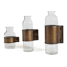 Load image into Gallery viewer, Hammered Cylinder Table Vase (Set of 3) - Clear / Bronze

