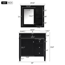 Load image into Gallery viewer, Bathroom Vanity With Top Sink, 2 Doors And 3 Drawers, Freestanding Set With Mirror Cabinet
