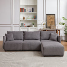 Load image into Gallery viewer, Modern Minimalist Corduroy Combination Sofa With 2 Comfort Cushions With USB &amp; C Charging Ports
