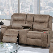 Load image into Gallery viewer, 1 Piece Manual Motion Loveseat With Hidden Cup Holders, Plush Back Cushion - Auburn
